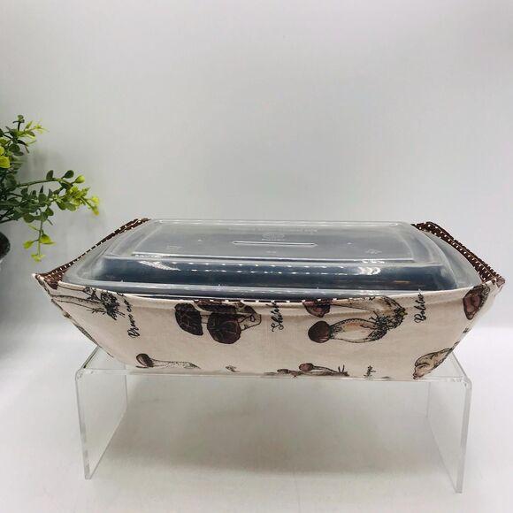 Microwave Takeout Container Cozy! Reversible, For HOT Containers! Mushrooms - Picture 3 of 7